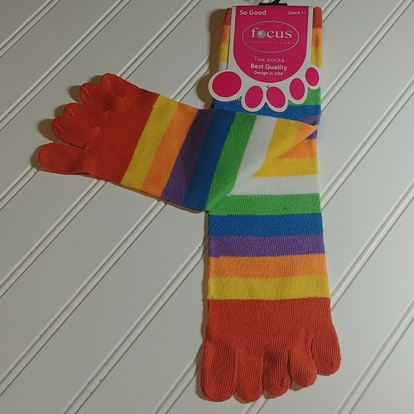 Focus Brown Rainbow Comfort Toe Socks-3/$25.00 - Picture 5 of 8